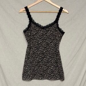 Y2k Style White House Black Market Leopard Print Lace Trim Camisole Women's M